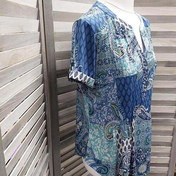 Blue Paisley Print Top | Sami & Jo | X Large - Picture 4 of 11